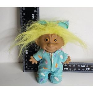 Yellow Troll Doll Blue Pyjamas Romper Night Cap Outfit Retro 1980s Cute …